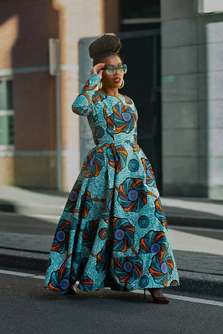 Moyo Blue And Orange Midaxi Dress