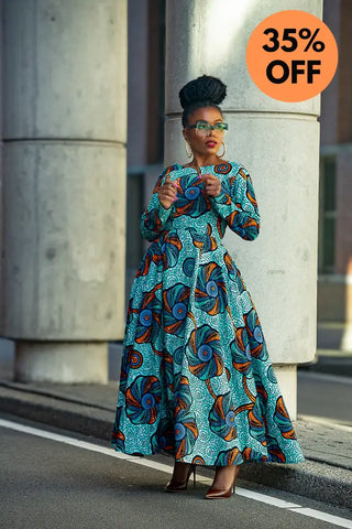 Moyo Blue And Orange Midaxi Dress