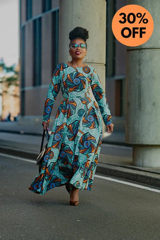 Moyo Blue And Orange Midaxi Dress
