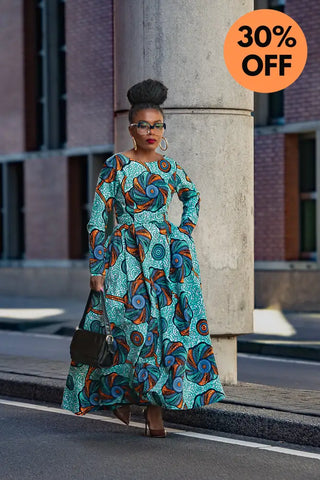 Moyo Blue And Orange Midaxi Dress