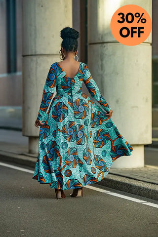 Moyo Blue And Orange Midaxi Dress