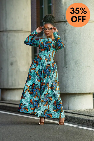 Moyo Blue And Orange Midaxi Dress