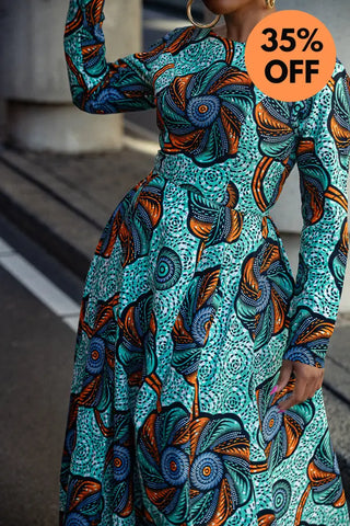 Moyo Blue And Orange Midaxi Dress