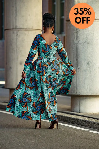 Moyo Blue And Orange Midaxi Dress