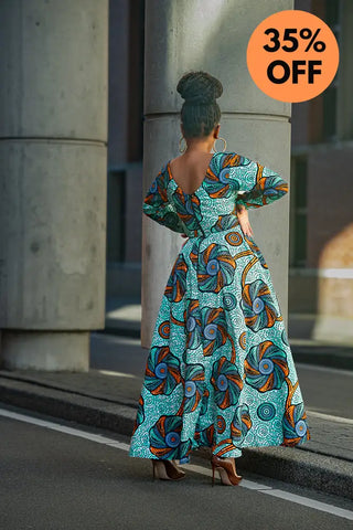 Moyo Blue And Orange Midaxi Dress