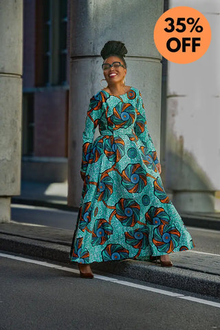 Moyo Blue And Orange Midaxi Dress
