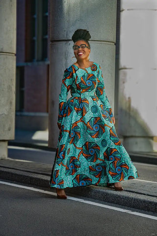 Moyo Blue And Orange Midaxi Dress