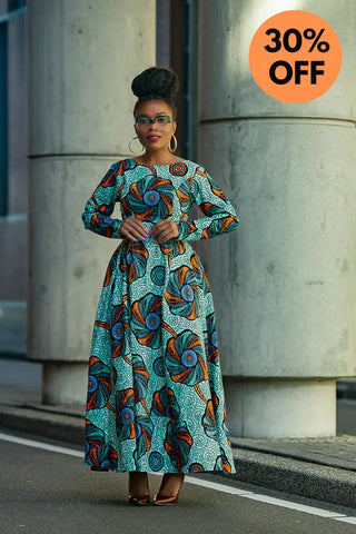 Moyo Blue And Orange Midaxi Dress