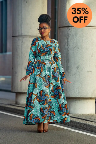 Moyo Blue And Orange Midaxi Dress