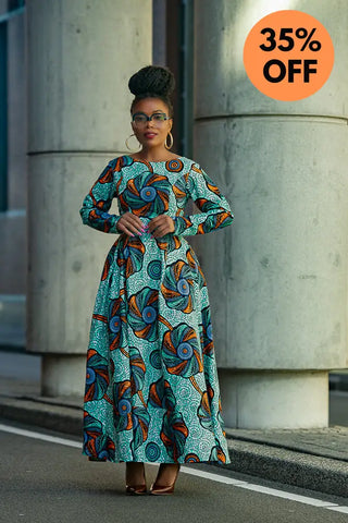 Moyo Blue And Orange Midaxi Dress