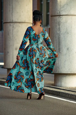 Moyo Blue And Orange Midaxi Dress