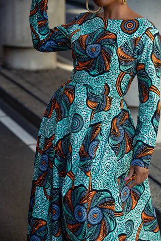 Moyo Blue And Orange Midaxi Dress