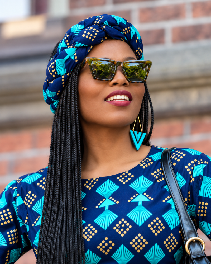 Moyo Blue and Brown Turban