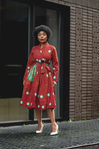 Nala Red And Green Wrap Dress Women’s Dress