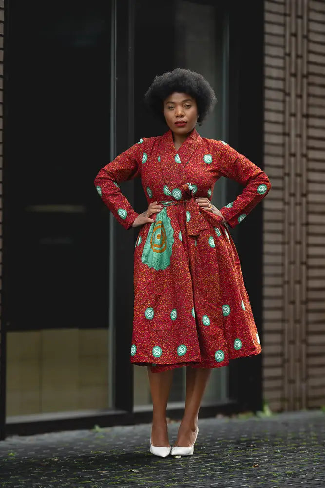 Nala Red And Green Wrap Dress Women’s Dress