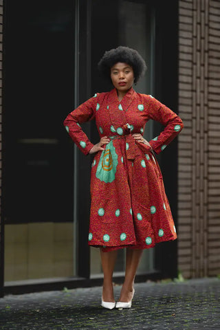 Nala Red And Green Wrap Dress Women’s Dress