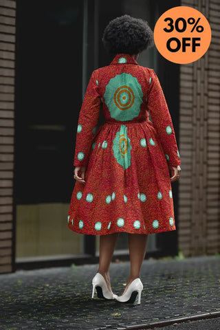 Nala Red And Green Wrap Dress Women’s Dress