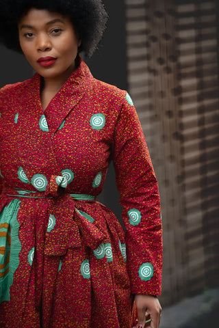 Nala Red And Green Wrap Dress Women’s Dress