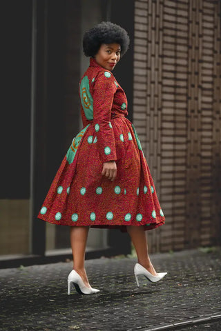 Nala Red And Green Wrap Dress Women’s Dress