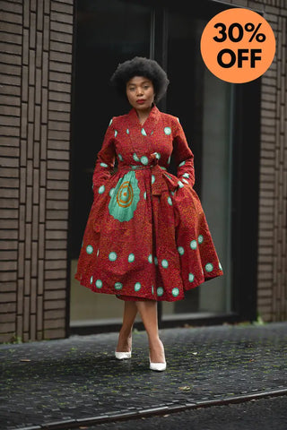 Nala Red And Green Wrap Dress Women’s Dress