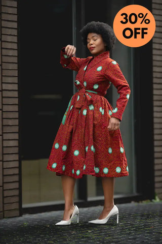 Nala Red And Green Wrap Dress Women’s Dress