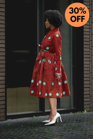 Nala Red And Green Wrap Dress Women’s Dress