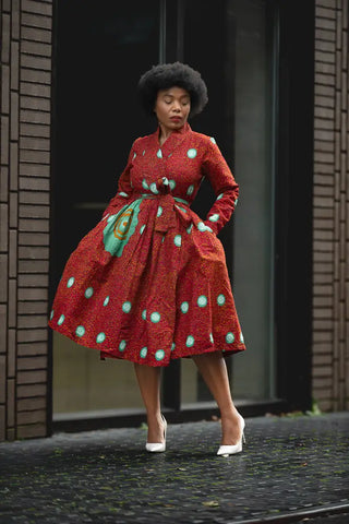 Nala Red And Green Wrap Dress Women’s Dress