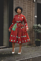 Nala Red And Green Wrap Dress Women’s Dress