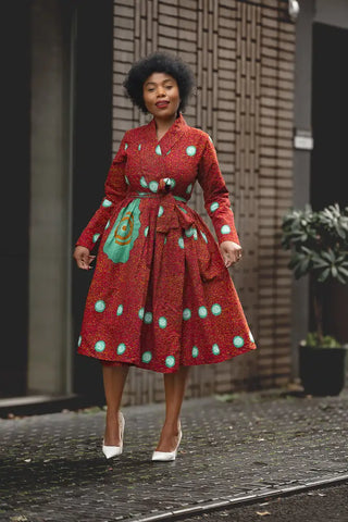 Nala Red And Green Wrap Dress Women’s Dress