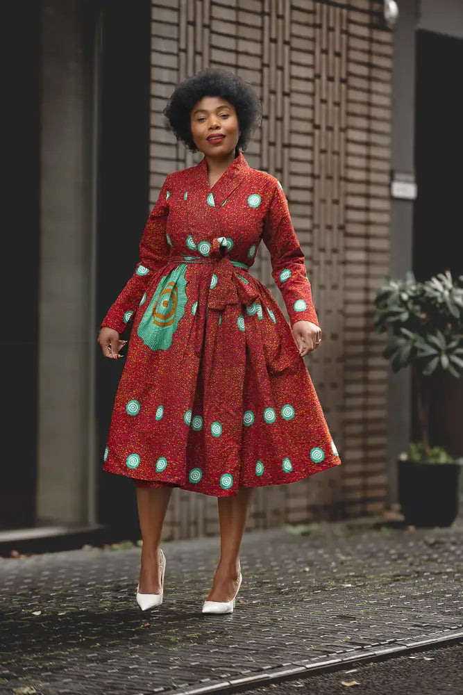 Nala Red And Green Wrap Dress Women’s Dress