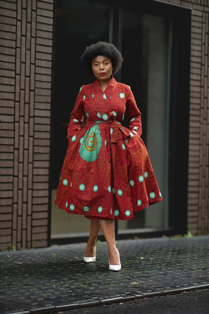 Nala Red And Green Wrap Dress Nala Red And Green Wrap Dress