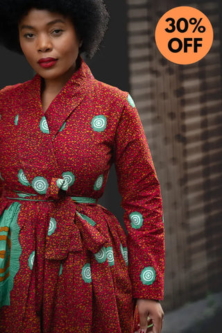 Nala Red And Green Wrap Dress Women’s Dress