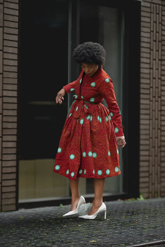 Nala Red And Green Wrap Dress Women’s Dress