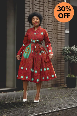 Nala Red And Green Wrap Dress Women’s Dress