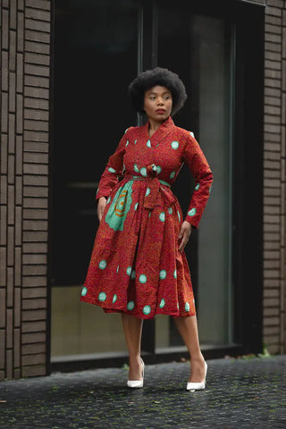 Nala Red And Green Wrap Dress Women’s Dress