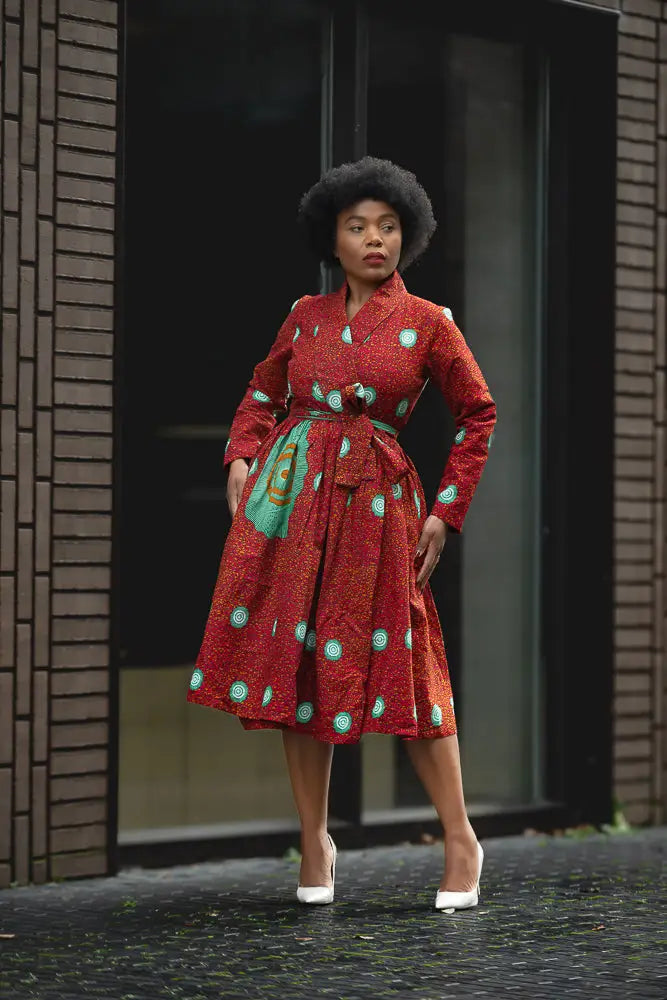 Nala Red And Green Wrap Dress Women’s Dress