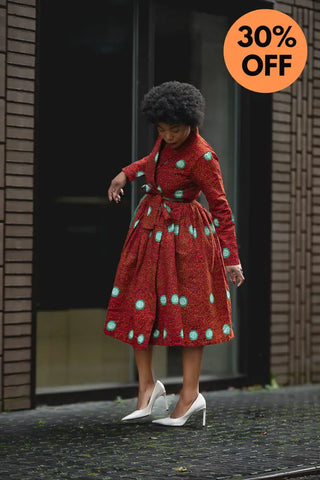 Nala Red And Green Wrap Dress Women’s Dress