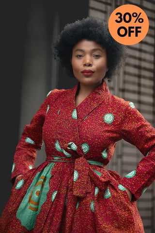 Nala Red And Green Wrap Dress Women’s Dress