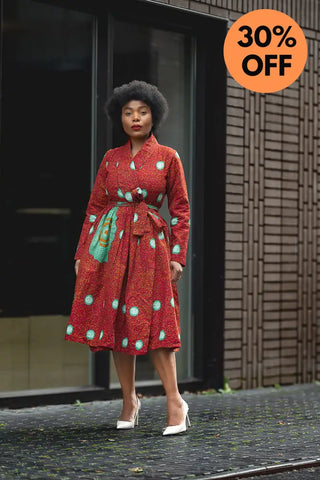 Nala Red And Green Wrap Dress Women’s Dress