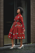 Nala Red And Green Wrap Dress Women’s Dress