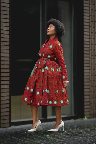 Nala Red And Green Wrap Dress Women’s Dress