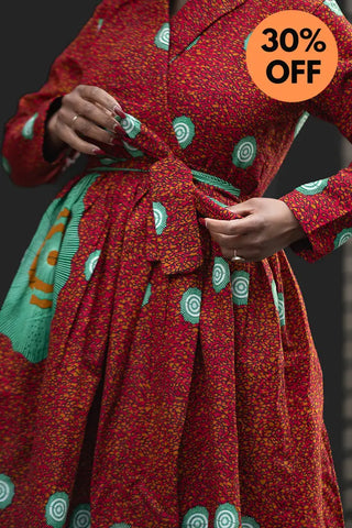 Nala Red And Green Wrap Dress Women’s Dress