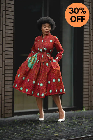 Nala Red And Green Wrap Dress Women’s Dress