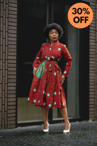 Nala Red And Green Wrap Dress Women’s Dress