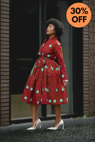 Nala Red And Green Wrap Dress Women’s Dress