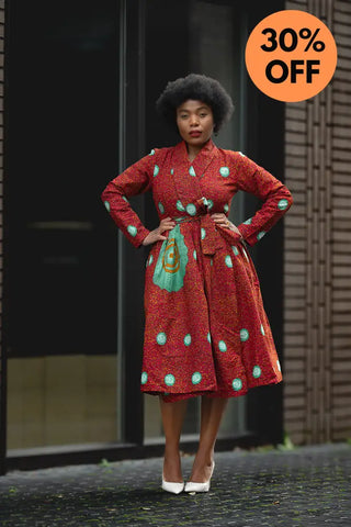 Nala Red And Green Wrap Dress Women’s Dress