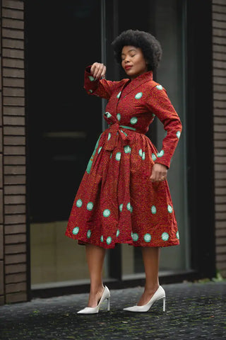 Nala Red And Green Wrap Dress Women’s Dress