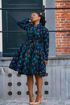 NALA ROYAL BLUE AND GREEN WRAP DRESS Women’s Dress
