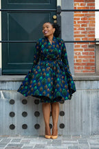 NALA ROYAL BLUE AND GREEN WRAP DRESS Women’s Dress