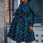 NALA ROYAL BLUE AND GREEN WRAP DRESS Women’s Dress